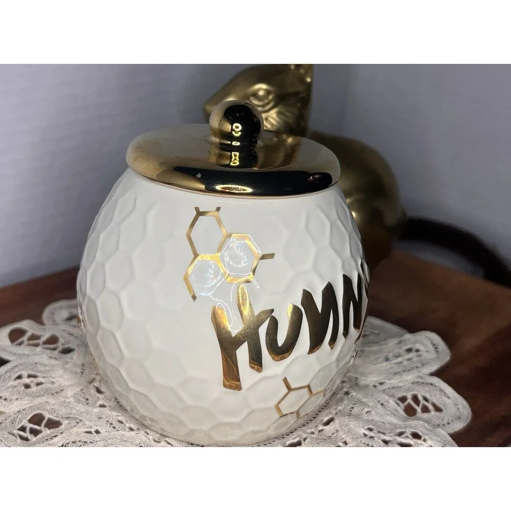 Disney Winnie The Pooh Honey Jar Candle Holder With Gold Lid